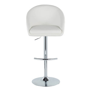 English Elm Highback Adjustable Barstools with Chrome Base and PU Leather Seat for Kitchen Island White B202S02371