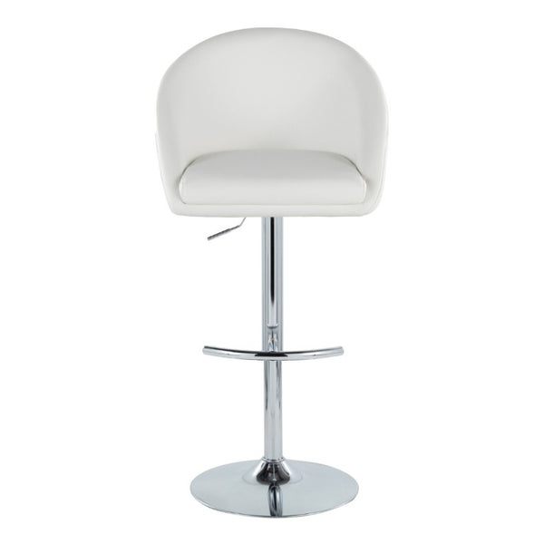 English Elm Highback Adjustable Barstools with Chrome Base and PU Leather Seat for Kitchen Island White B202S02371