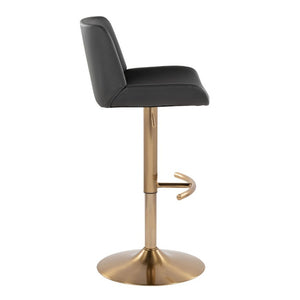 English Elm Upholstered Swivel Barstools with Gold Metal Base and Faux Leather Set of 2 Gray B202S02373