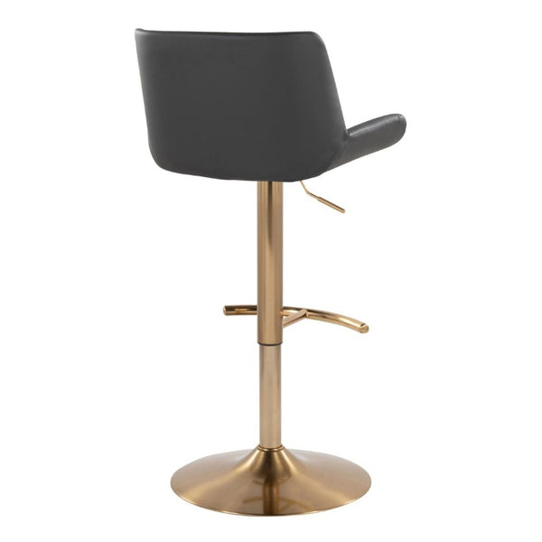 English Elm Upholstered Swivel Barstools with Gold Metal Base and Faux Leather Set of 2 Gray B202S02373
