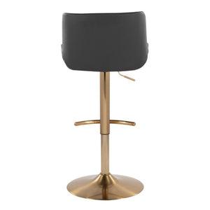 English Elm Upholstered Swivel Barstools with Gold Metal Base and Faux Leather Set of 2 Gray B202S02373