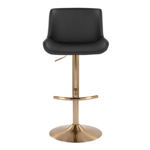 English Elm Upholstered Swivel Barstools with Gold Metal Base and Faux Leather Set of 2 Gray B202S02373