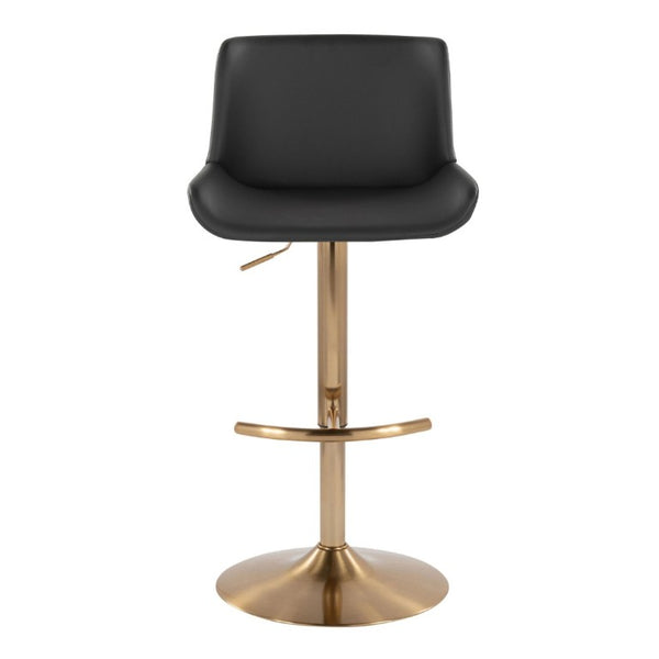 English Elm Upholstered Swivel Barstools with Gold Metal Base and Faux Leather Set of 2 Gray B202S02373