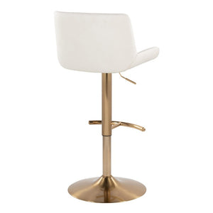 English Elm Upholstered Swivel Barstools with Gold Metal Base and Faux Leather Set of 2 White B202S02374