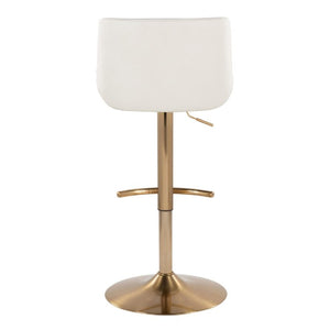 English Elm Upholstered Swivel Barstools with Gold Metal Base and Faux Leather Set of 2 White B202S02374