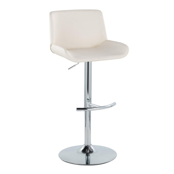 English Elm Upholstered Swivel Barstools with Chrome Base and T Footrest for Kitchen Islands Set of 2 White Faux Leather B202S02380