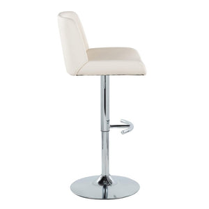 English Elm Upholstered Swivel Barstools with Chrome Base and T Footrest for Kitchen Islands Set of 2 White Faux Leather B202S02380