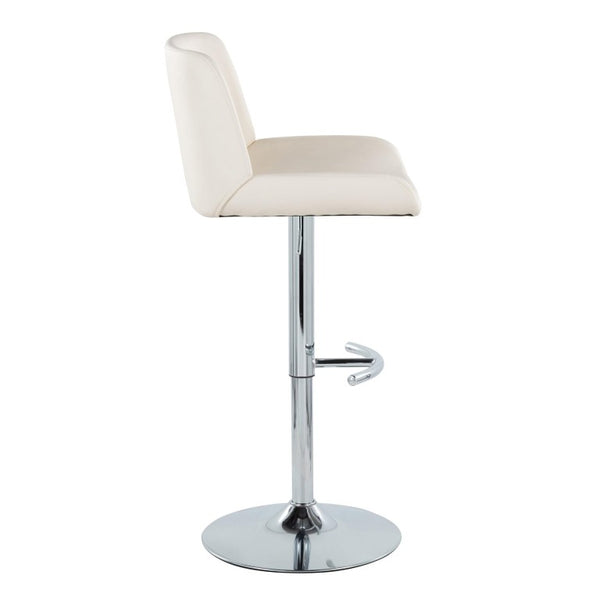 English Elm Upholstered Swivel Barstools with Chrome Base and T Footrest for Kitchen Islands Set of 2 White Faux Leather B202S02380
