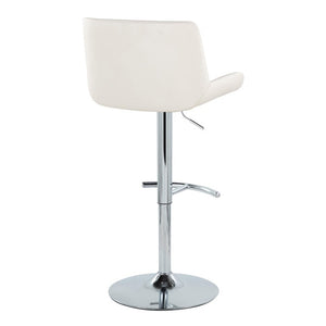 English Elm Upholstered Swivel Barstools with Chrome Base and T Footrest for Kitchen Islands Set of 2 White Faux Leather B202S02380