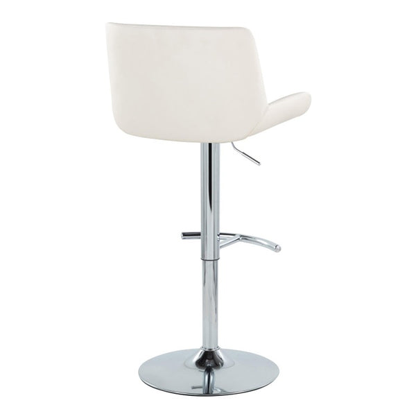 English Elm Upholstered Swivel Barstools with Chrome Base and T Footrest for Kitchen Islands Set of 2 White Faux Leather B202S02380