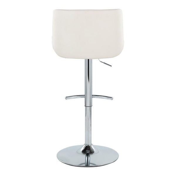 English Elm Upholstered Swivel Barstools with Chrome Base and T Footrest for Kitchen Islands Set of 2 White Faux Leather B202S02380