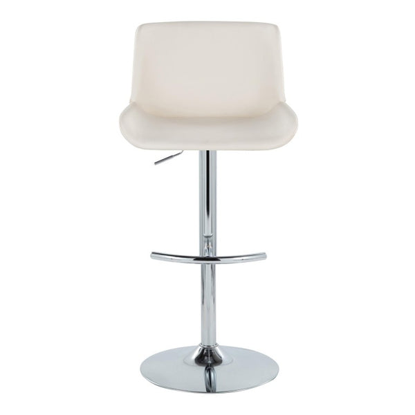 English Elm Upholstered Swivel Barstools with Chrome Base and T Footrest for Kitchen Islands Set of 2 White Faux Leather B202S02380