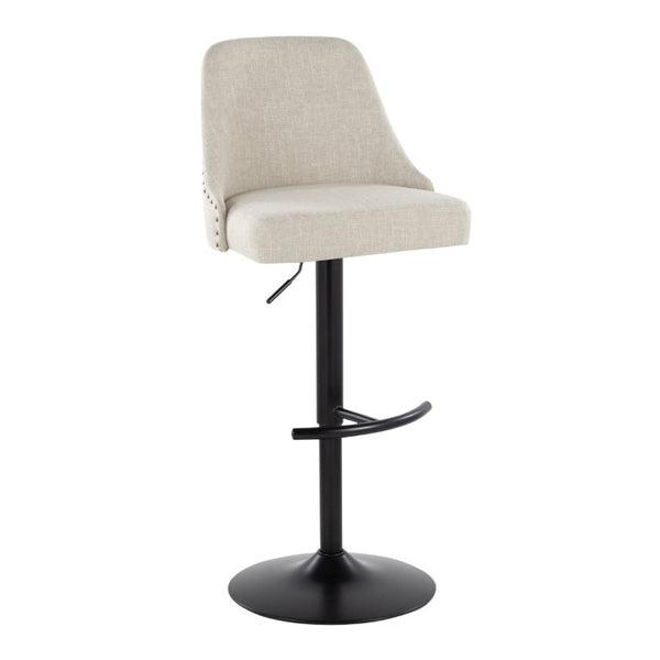 English Elm Upholstered Swivel Barstools with Chrome Base and T Footrest for Kitchen Islands Set of 2 Cream Fabric B202S02381
