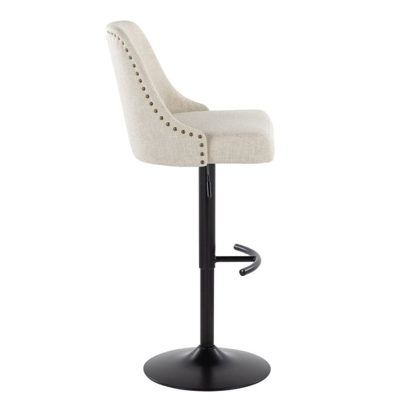 English Elm Upholstered Swivel Barstools with Chrome Base and T Footrest for Kitchen Islands Set of 2 Cream Fabric B202S02381