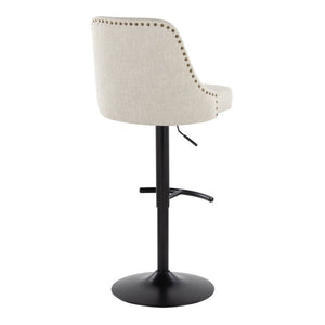 English Elm Upholstered Swivel Barstools with Chrome Base and T Footrest for Kitchen Islands Set of 2 Cream Fabric B202S02381