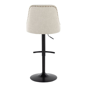 English Elm Upholstered Swivel Barstools with Chrome Base and T Footrest for Kitchen Islands Set of 2 Cream Fabric B202S02381