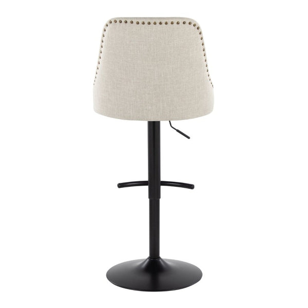 English Elm Upholstered Swivel Barstools with Chrome Base and T Footrest for Kitchen Islands Set of 2 Cream Fabric B202S02381
