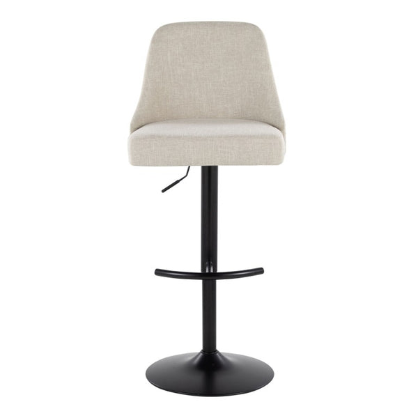 English Elm Upholstered Swivel Barstools with Chrome Base and T Footrest for Kitchen Islands Set of 2 Cream Fabric B202S02381