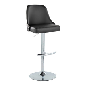 English Elm Contemporary Swivel Barstools with Chrome Nailhead Trim and PU Leather Seats Set of 2 B202S02385