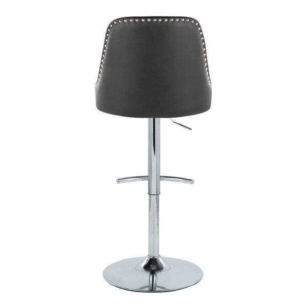 English Elm Contemporary Swivel Barstools with Chrome Nailhead Trim and PU Leather Seats Set of 2 B202S02385
