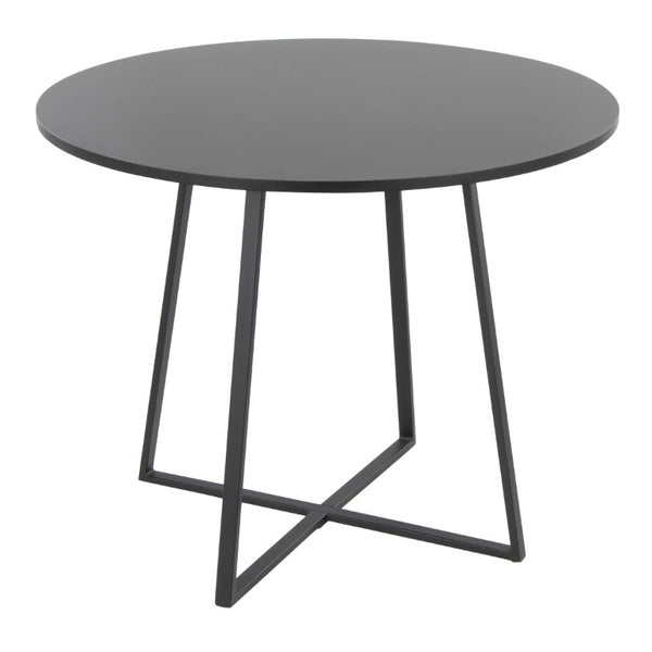 English Elm Contemporary Square Dining Table with Geometric Metal Base for Compact Spaces Black B202S02401