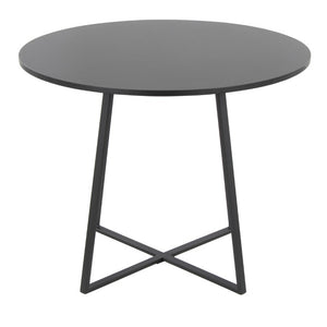 English Elm Contemporary Square Dining Table with Geometric Metal Base for Compact Spaces Black B202S02401