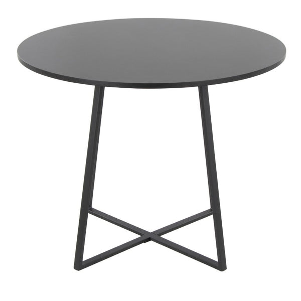 English Elm Contemporary Square Dining Table with Geometric Metal Base for Compact Spaces Black B202S02401
