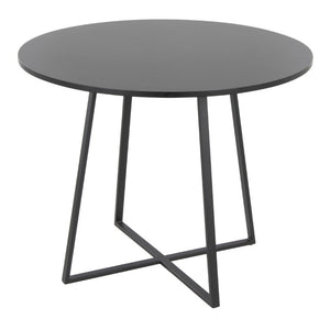 English Elm Contemporary Square Dining Table with Geometric Metal Base for Compact Spaces Black B202S02401