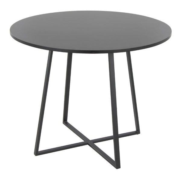 English Elm Contemporary Square Dining Table with Geometric Metal Base for Compact Spaces Black B202S02401