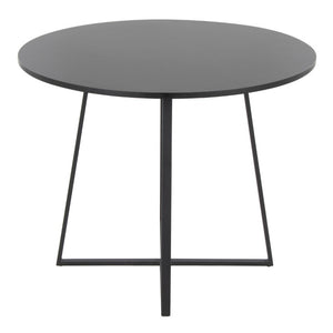 English Elm Contemporary Square Dining Table with Geometric Metal Base for Compact Spaces Black B202S02401