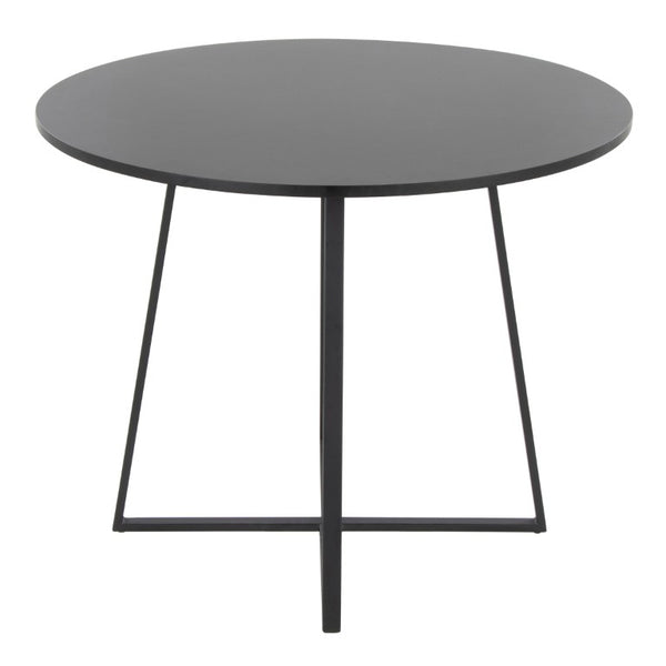 English Elm Contemporary Square Dining Table with Geometric Metal Base for Compact Spaces Black B202S02401