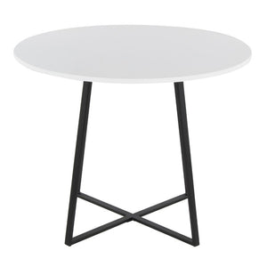 English Elm Contemporary Square Dining Table with Geometric Metal Base for Compact Spaces White B202S02402