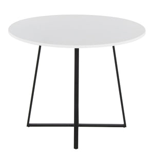 English Elm Contemporary Square Dining Table with Geometric Metal Base for Compact Spaces White B202S02402