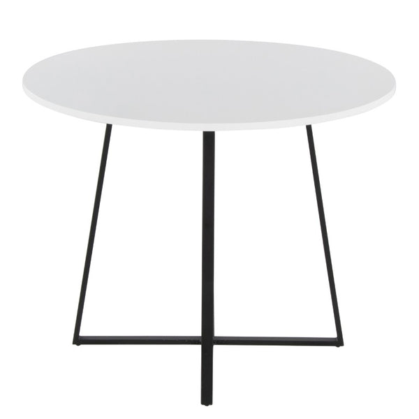 English Elm Contemporary Square Dining Table with Geometric Metal Base for Compact Spaces White B202S02402