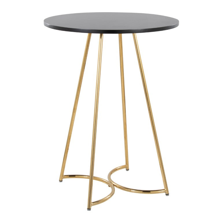 English Elm Contemporary Round Counter Table with Gold Metal Base for Kitchen or Bar B202S02404