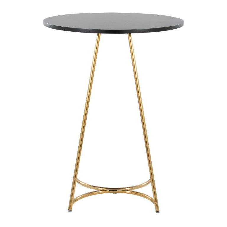 English Elm Contemporary Round Counter Table with Gold Metal Base for Kitchen or Bar B202S02404