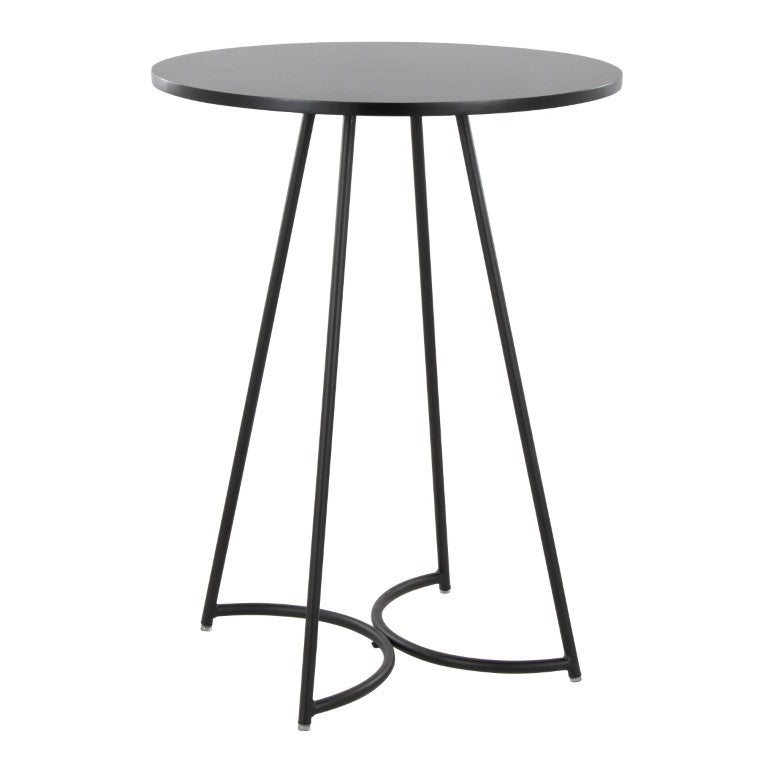English Elm Contemporary Round Matte Black Metal and Wood Counter Height Table for Two B202S02406