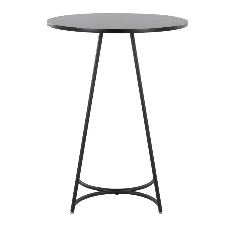 English Elm Contemporary Round Matte Black Metal and Wood Counter Height Table for Two B202S02406