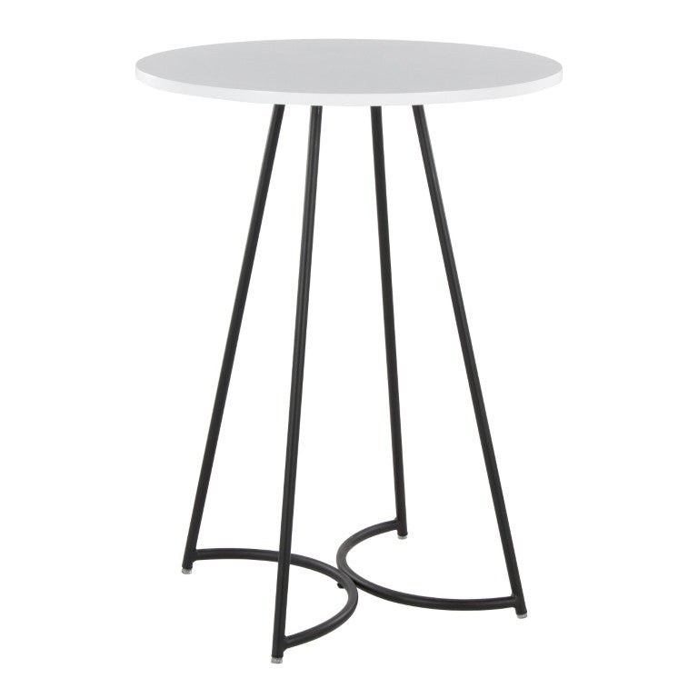 English Elm Contemporary Round White MDF Top Counter Table with Powder Coated Black Metal Base B202S02407
