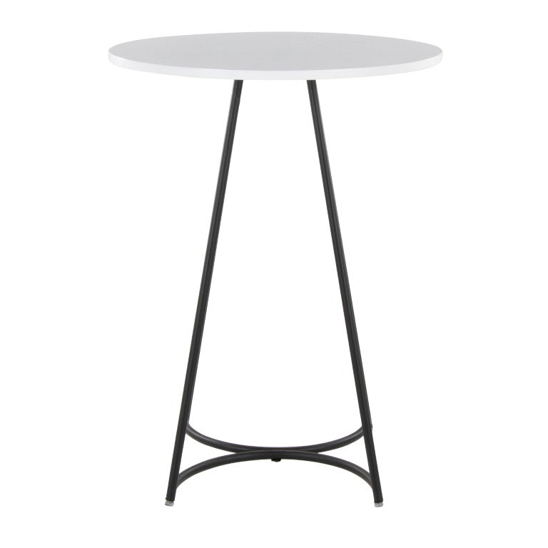 English Elm Contemporary Round White MDF Top Counter Table with Powder Coated Black Metal Base B202S02407