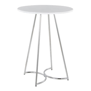 English Elm Contemporary Round White MDF Top Counter Table with Polished Chrome Base for Kitchen B202S02409
