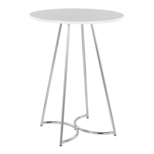 English Elm Contemporary Round White MDF Top Counter Table with Polished Chrome Base for Kitchen B202S02409