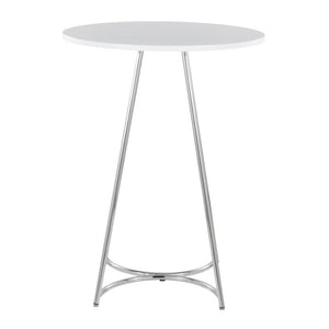 English Elm Contemporary Round White MDF Top Counter Table with Polished Chrome Base for Kitchen B202S02409