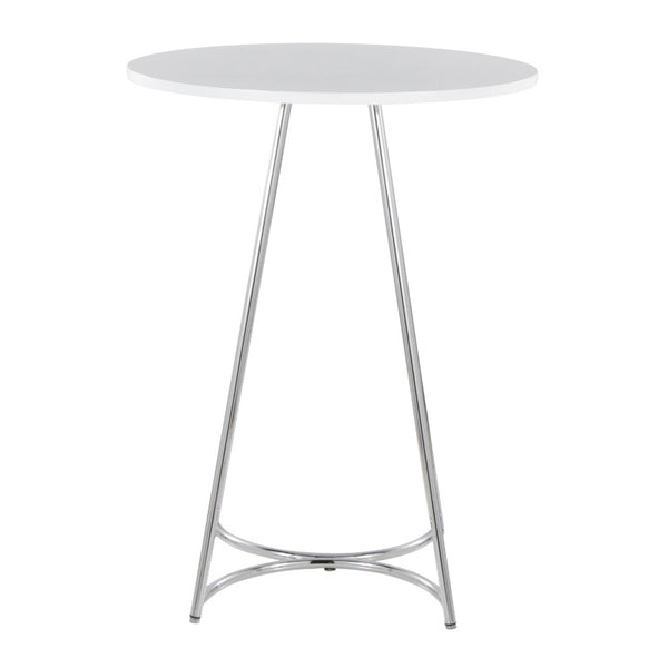 English Elm Contemporary Round White MDF Top Counter Table with Polished Chrome Base for Kitchen B202S02409