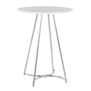 English Elm Contemporary Round White MDF Top Counter Table with Polished Chrome Base for Kitchen B202S02409