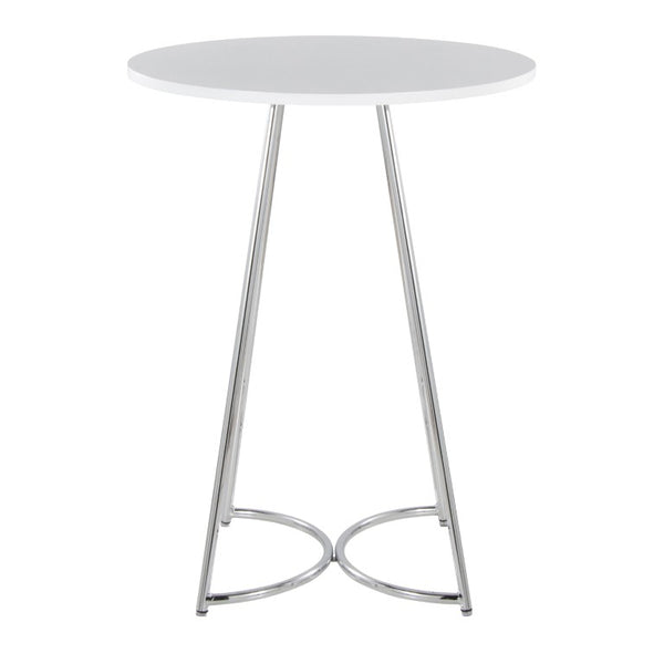 English Elm Contemporary Round White MDF Top Counter Table with Polished Chrome Base for Kitchen B202S02409