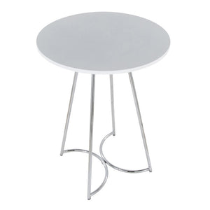 English Elm Contemporary Round White MDF Top Counter Table with Polished Chrome Base for Kitchen B202S02409