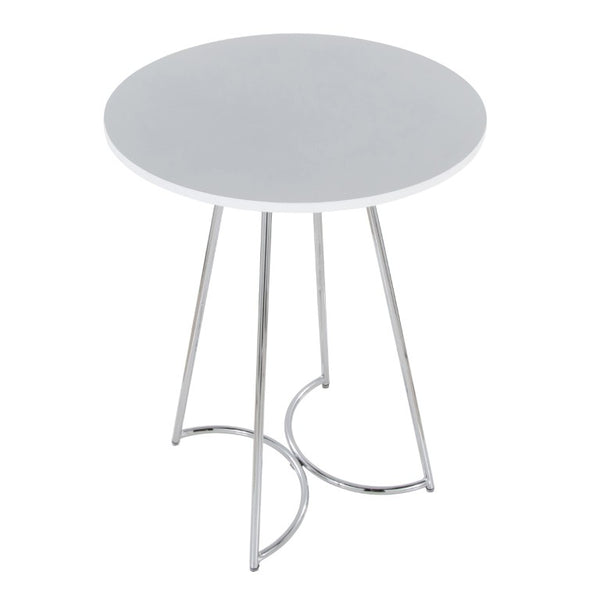 English Elm Contemporary Round White MDF Top Counter Table with Polished Chrome Base for Kitchen B202S02409