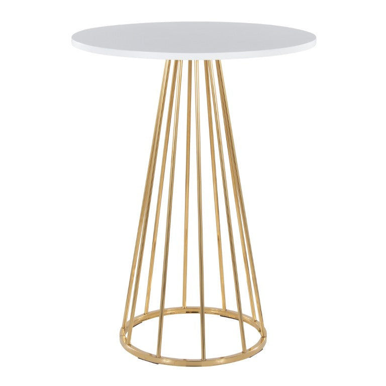 English Elm Contemporary Round Counter Table with Gold Metal Base for Kitchen or Studio B202S02411