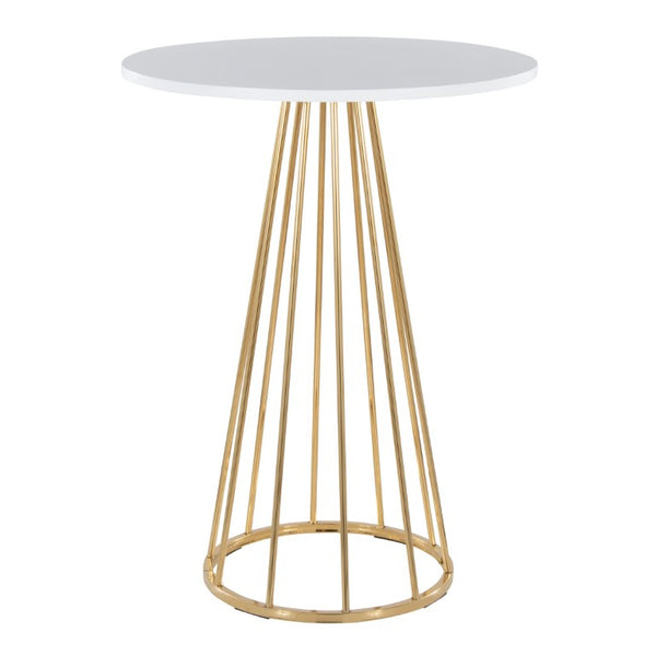 English Elm Contemporary Round Counter Table with Gold Metal Base for Kitchen or Studio B202S02411